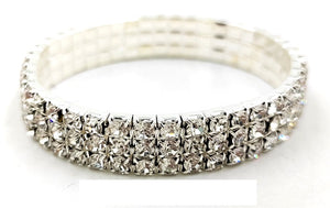 3 LINE STRETCH BRACELET CLEAR STONES ( 0003 1C )