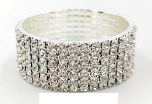 6 LINE STRETCH BRACELET CLEAR STONES ( 0006 1C )