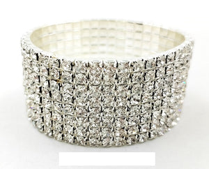 8 LINE STRETCH BRACELET CLEAR STONES ( 0008 1C )