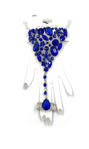 SILVER STRETCH BRACELET STRETCH RING COMBO SAPPHIRE STONES ( 0167 3S )