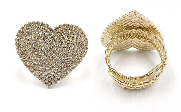 GOLD HEART BANGLE CLEAR STONES ( 0252 2C )