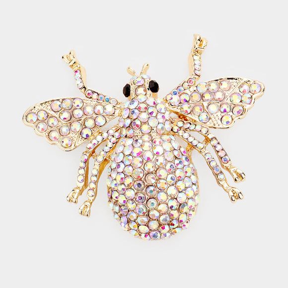 GOLD INSECT BROOCH AB STONES ( 0651 GAB )