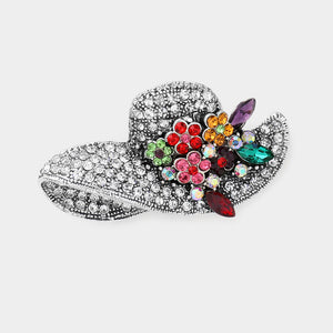 SILVER HAT MULTI COLOR STONES ( 06686 S )