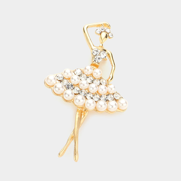 BALLERINA BROOCH PEARL STONES ( 06744 GPI )