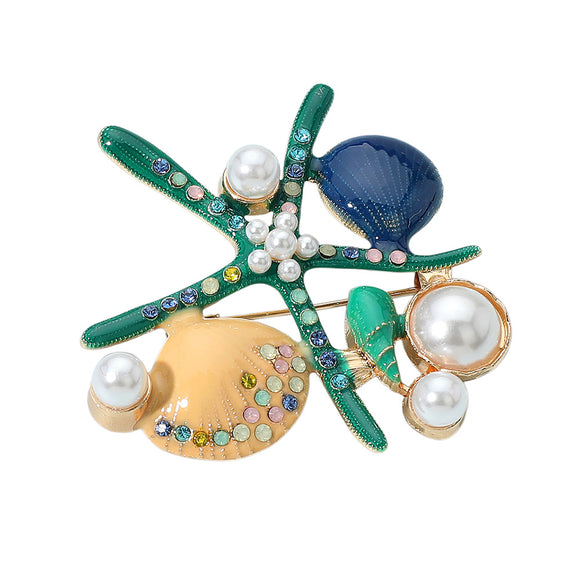 BLUE SEASHELL BROOCH ( 1083 BL )