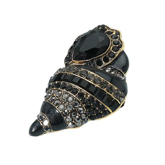 BLACK SEASHELL BROOCH ( 1084 BK )