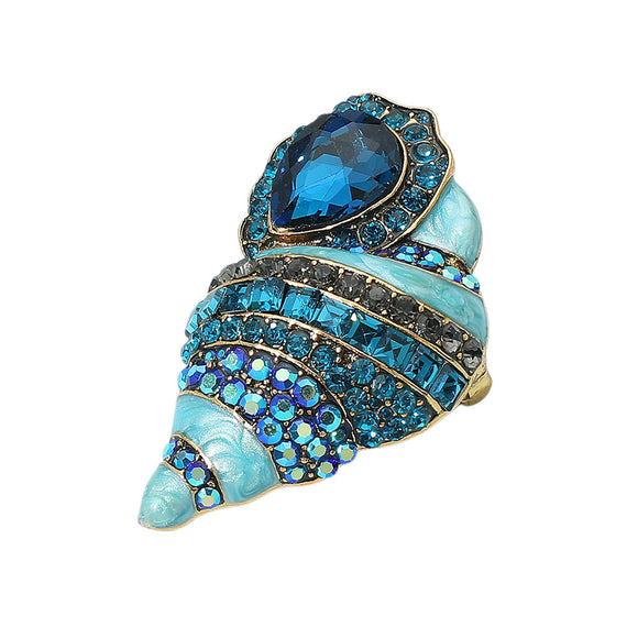 BLUE SEASHELL BROOCH ( 1084 BL )