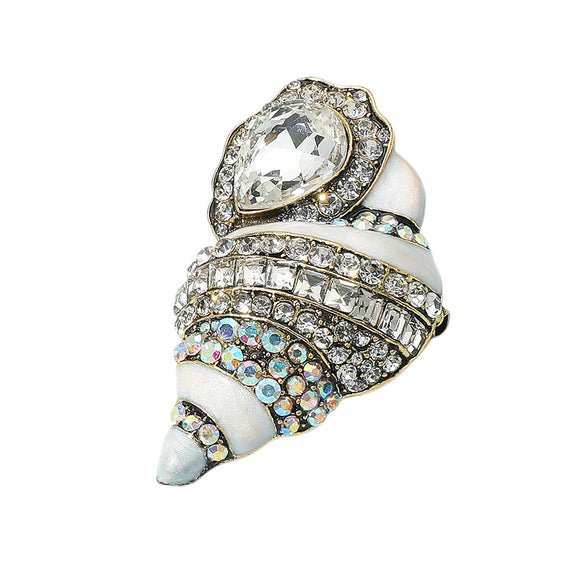 WHITE SEASHELL BROOCH ( 1084 WHT )