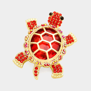 GOLD Red TURTLE BROOCH ( 1186 GRD )