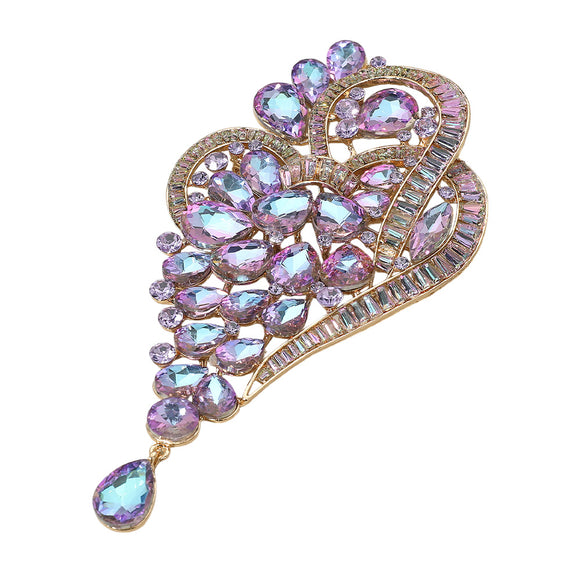 VIOLET EXTRA LARGE CRYSTAL BROOCH ( 1516 VL )