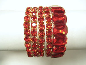 GOLD STRETCH BRACELETS RED STONES ( 629 GDRD )