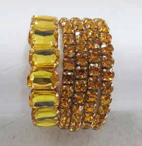 GOLD STRETCH BRACELETS YELLOW STONES ( 629 GYL )