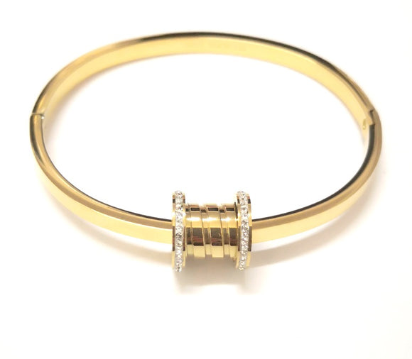 STAINLESS STEEL GOLD BANGLE ( 0008 G )