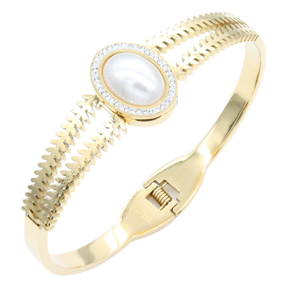 STAINLESS STEEL PEARL BANGLE ( 717 GD )