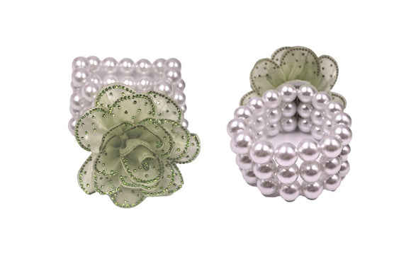 FLOWER PEARL STRETCH BRACELET ( 0149 WHGR )