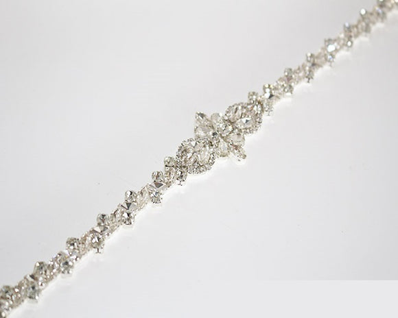 SILVER WHITE PEARL RHINESTONE CRYSTAL BRIDAL WEDDING BELT  display picture 3