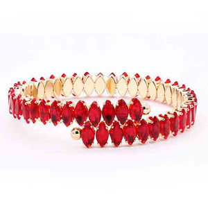 GOLD COIL BRACELET RED CZ CUBIC ZIRCONIA STONES ( 303 GDRD )