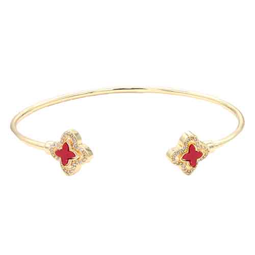 GOLD PLATED BANGLE QUATREFOIL RED ( 414 GDRD )