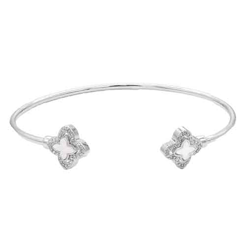 RHODIUM PLATED BANGLE QUATREFOIL ( 414 SVWH )