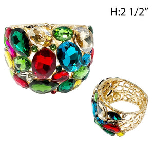 GOLD BANGLE MULTI COLOR STONES ( 12661 GMU )