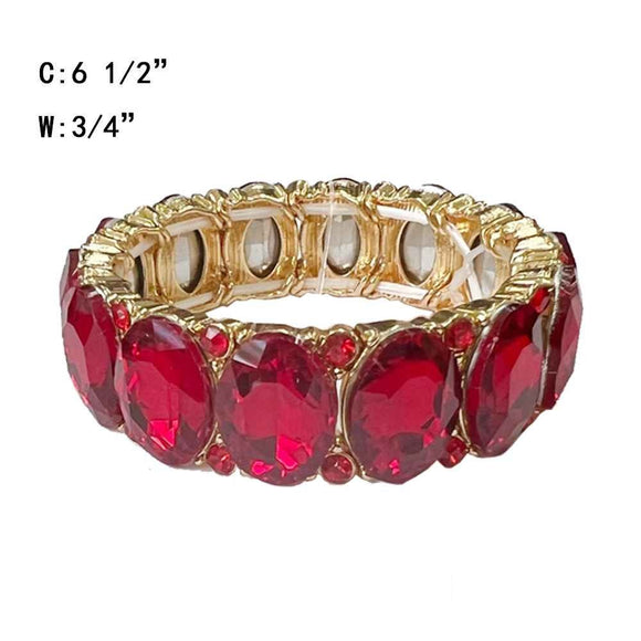 GOLD STRETCH BRACELET RED STONES ( 1395 GRD )