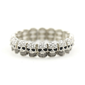 SILVER SKULL STRETCH BRACELET ( 637 3CL )