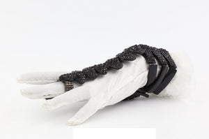 BLACK BONE STRETCH BRACELET WITH STRETCH RING CLEAR STONES BONES ( 643 16JT )