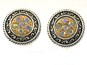 SILVER GOLD CLIP ON EARRINGS ( 31915 TT )