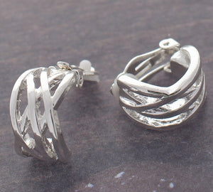 SILVER HUGGIE HOOP CLIP ON EARRINGS ( 34735 S )