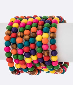 MULTI COLOR WOOD STRETCH BRACELETS ( 0608 WDMT )