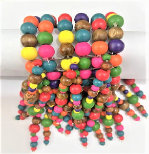 MULTI COLOR WOOD STRETCH BRACELETS ( 0609 WDMT )