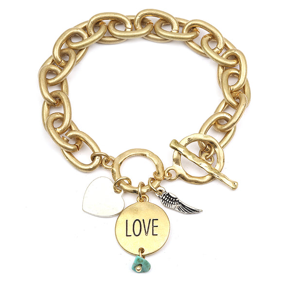 GOLD LOVE CHARM BRACELET ( 1007 LOVE )