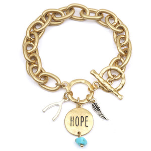 GOLD HOPE CHARM BRACELET ( 1009 HOPE )