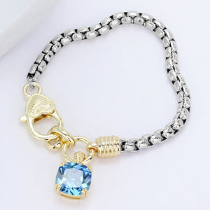 SILVER GOLD BRACELET STONE CHARM ( 9647 BKB )