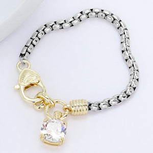 SILVER GOLD BRACELET STONE CHARM ( 9647 BKC )