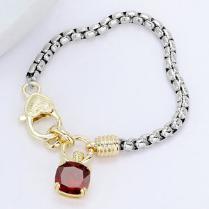 SILVER GOLD BRACELET STONE CHARM ( 9647 BKG )