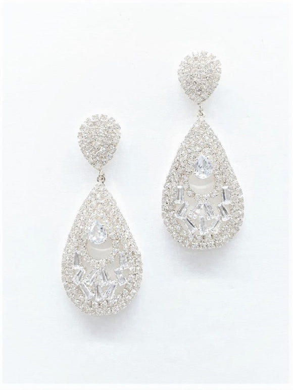 Silver Earrings Clear Stones ( 0056 SPCL )