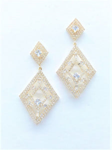 Gold Earrings Clear Stones ( 0057 GPCL )