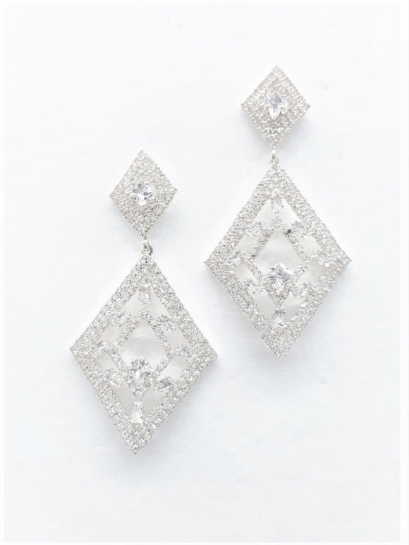 Silver Earrings Clear Stones ( 0057 SPCL )