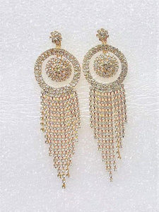 GOLD DANGLING EARRINGS CLEAR STONES ( 1142 GPCL )