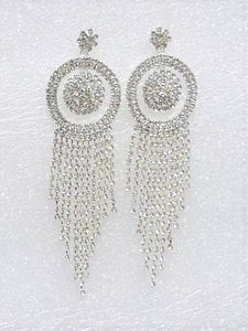 SILVER DANGLING EARRINGS CLEAR STONES ( 1142 SPCL )