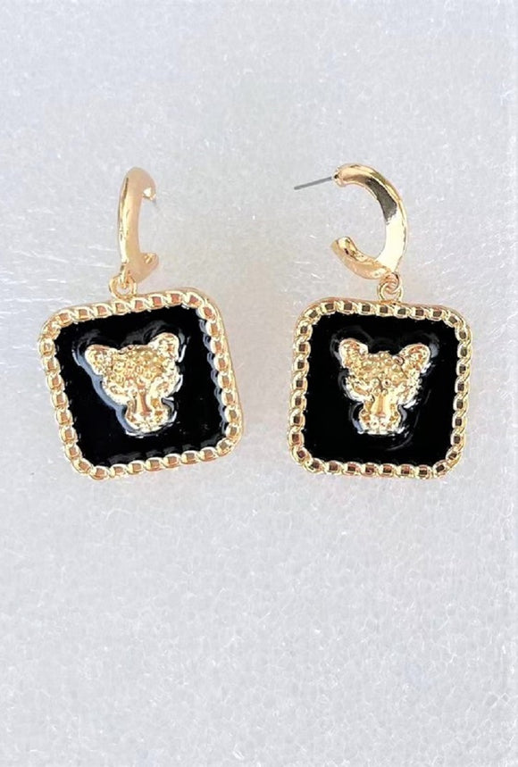 Gold Black Animal Earrings ( 1210 GPBK )