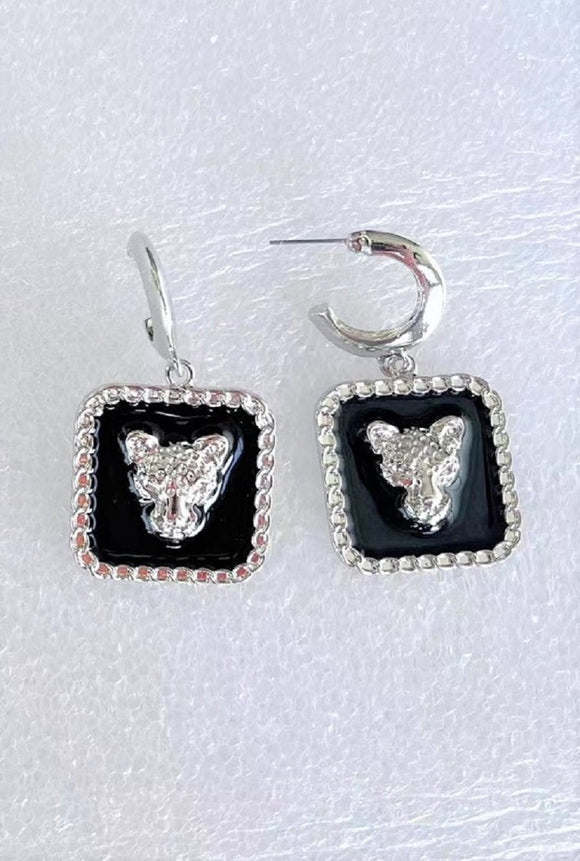 Silver Black Animal Earrings ( 1210 RHBK )