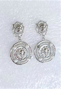 SILVER DANGLING EARRINGS ( 1211 RHWHT )