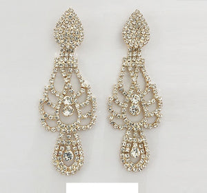 GOLD DANGLING EARRINGS CLEAR STONES ( 2007 GPCL )