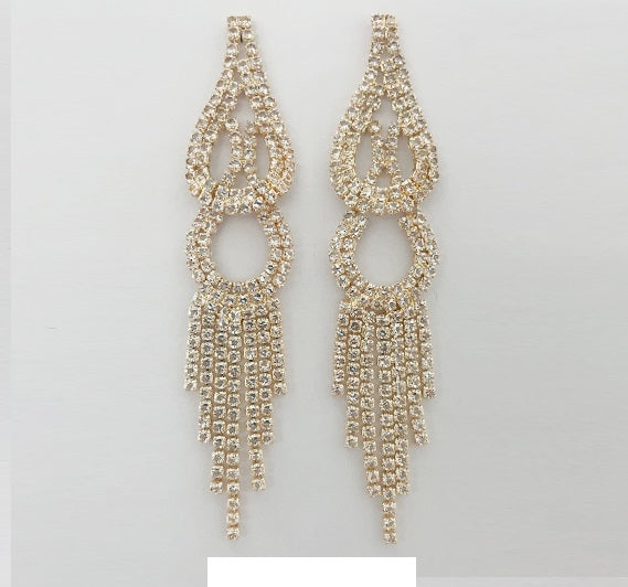 GOLD DANGLING EARRINGS CLEAR STONES ( 2011 GPCL )