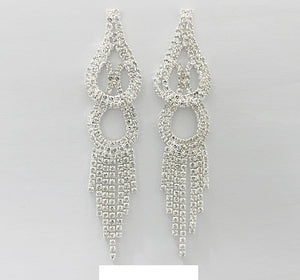 SILVER DANGLING EARRINGS CLEAR STONES ( 2011 SPCL )