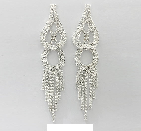 SILVER DANGLING EARRINGS CLEAR STONES ( 2011 SPCL )