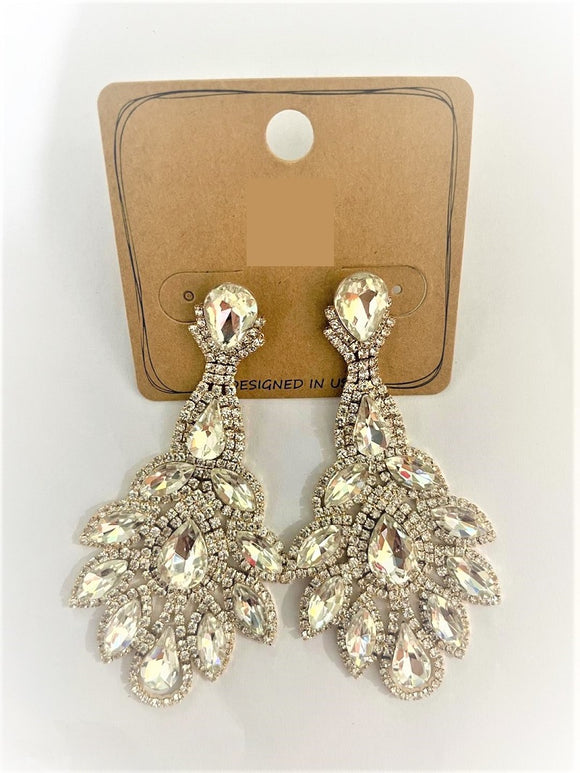 Gold Earrings Clear Stones ( 2053 GPCL )