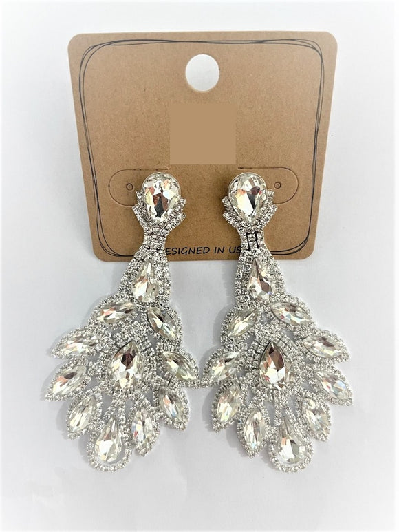 Silver Earrings Clear Stones ( 2053 SPCL )